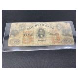 Rail Road Bank $5 Note, Circa 1850s