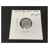 1858 Seated Liberty Half Dime Coin