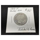 1909-P Barber Quarter with Rotated Reverse