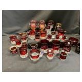 Collection of Ruby Glass Souvenir Items