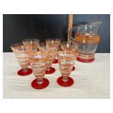 Hand Blown Glass Pitcher and Glass Set