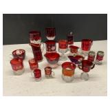 Lot of Ruby Flash Souvenir Glassware