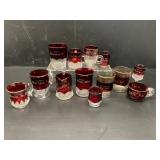 Collection of 12 Ruby Flash Glass Souvenir Pieces