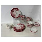 Jackson China, Red and White Dinnerware Set