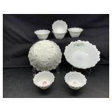 Set of White Milk Glass Bowls