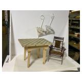 Decorative Table, Chair, and Wall Hooks