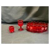 Amberina Glass Set With Three Pieces