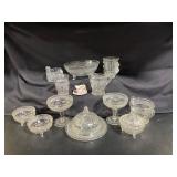 Collection of Glass Tableware With Etched Designs