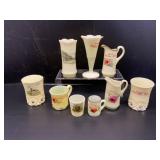 Set of Nine Milk Glass Souvenir Pieces