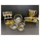 Collection of Glassware with Gold Accents