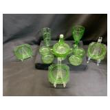 Green Depression Glass Tableware Set
