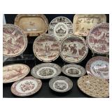 Collection of Historical Themed Plates and Platter