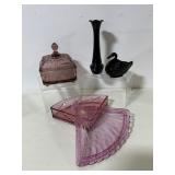 Collection of Pink and Black Glassware