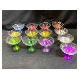 Set of 13 Colored Glass Dessert Cups