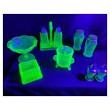 Collection of Uranium Glass Tableware
