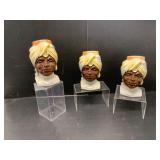 Set of Three Royal Copley Head Planters