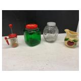Collection of Glass Jars and Ceramic Pitcher