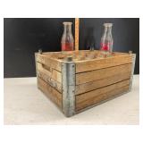 Wooden Milk Crate with Glass Bottles