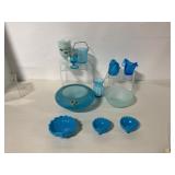 Collection of Blue Glass Decorative Items