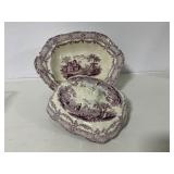 Covered Ceramic Serving Dish with Transferware