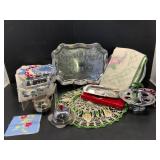Collection of Assorted Linens and Metalware