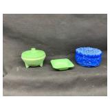 2- UV Glass Pieces & Blue Slag Glass