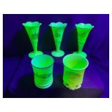 Set of Souvenir Custard Glass Items