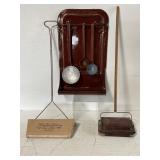 Enamel Utensil Rack and Carpet Sweepers