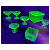 Uranium Glow Green Depression Glassware