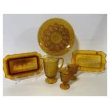 Amber Glassware Set with Religious Motifs