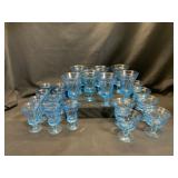 Set of Blue Glass Stemware