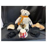 Plush Animals and Assorted Decorative Hats