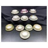 Set of 10 Decorative Tea Cup Trios