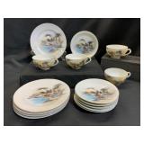 Hand-Painted Kutani Teacup and Plate Set