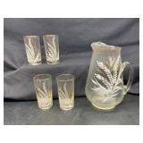 Glass Pitcher with Four Matching Glasses