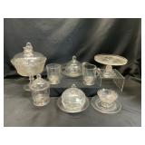 Collection of Clear Pressed Glass Serveware