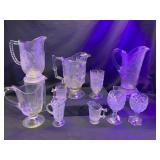 Collection of Pressed Glass Pitchers and Goblets