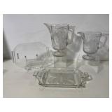 Clear Etched Depression Glass Lot