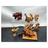 Collection of Handcrafted Wooden Animals