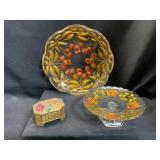 Hand-Painted Glass Plates and Box Set