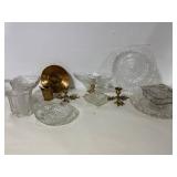 Assorted Glassware and Metal Decor Items