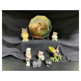 Lot of Assorted Owl Figurines and Plate