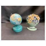 Hubley Floral Doorstop and Globe Lot