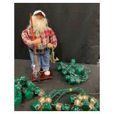 Decorative Fisherman Figurine and Lantern Lights