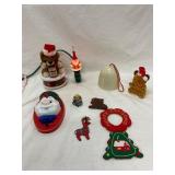 Christmas Decor Lot with Teddy Bear Music Box
