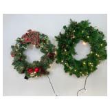 Two Pre-Lit Wreaths with Decorations