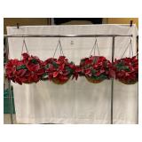 4 Poinsettia Light-Up Baskets