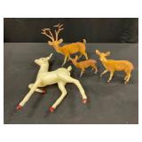 Plastic and Felt Deer Figurine Set
