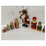 Santa Figurines and Russian Nesting Dolls Set