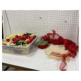 Christmas Decorations and Ribbon Lot